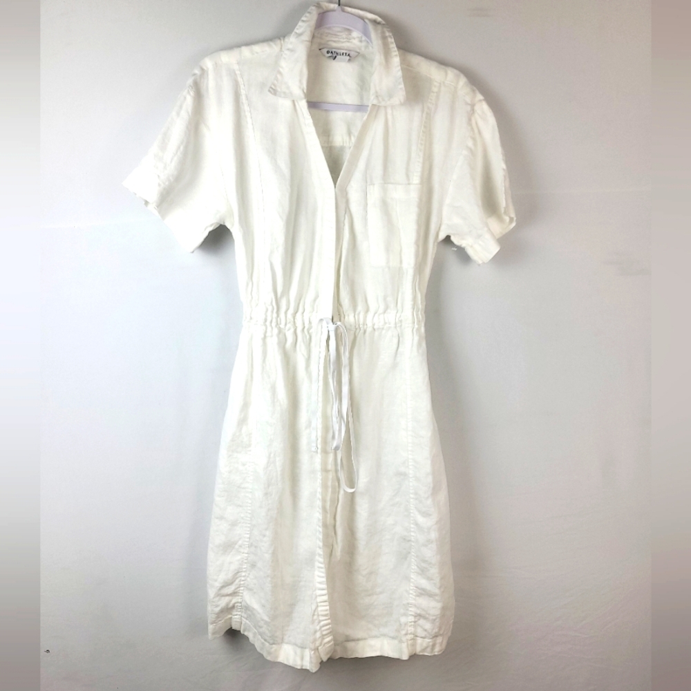 Athleta Playa White Linen Wrap Dress Coastal Casual 8